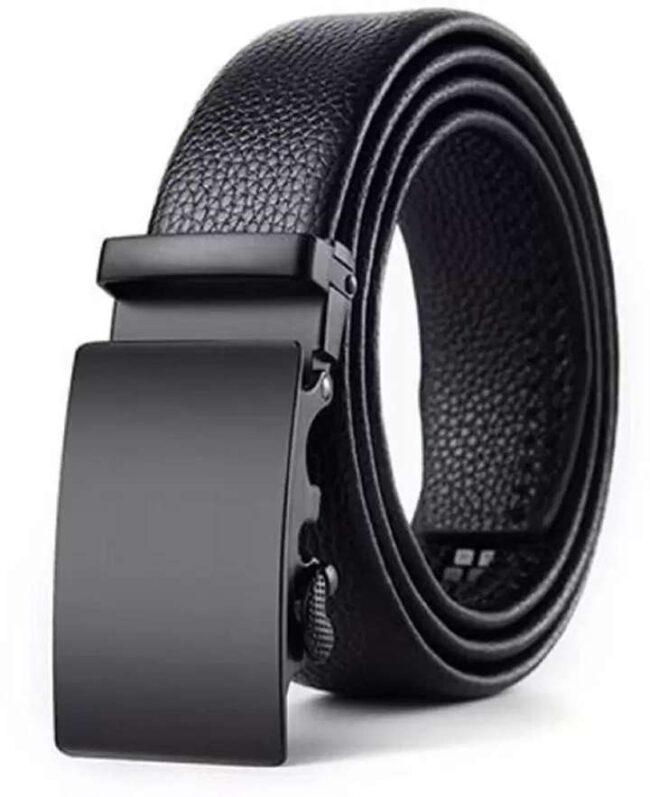 Men Black Artificial Leather Belt { pack of 5 }