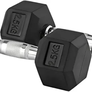 Set Of 2.5KG×2 Rubber Professional Hexa Dumbbells | Fixed Weight Dumbbell | Dumbbells Set For Home Gym & Gym Training | Gym Equipment Dumbbells Set | Durable Dumbbell Set (5 Kg)
