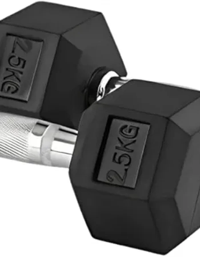 Set Of 2.5KG×2 Rubber Professional Hexa Dumbbells | Fixed Weight Dumbbell | Dumbbells Set For Home Gym & Gym Training | Gym Equipment Dumbbells Set | Durable Dumbbell Set (5 Kg)